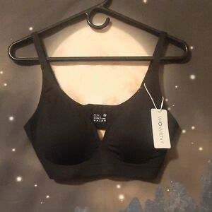 NWT deep v black XL bra paded no wire adjustable straps